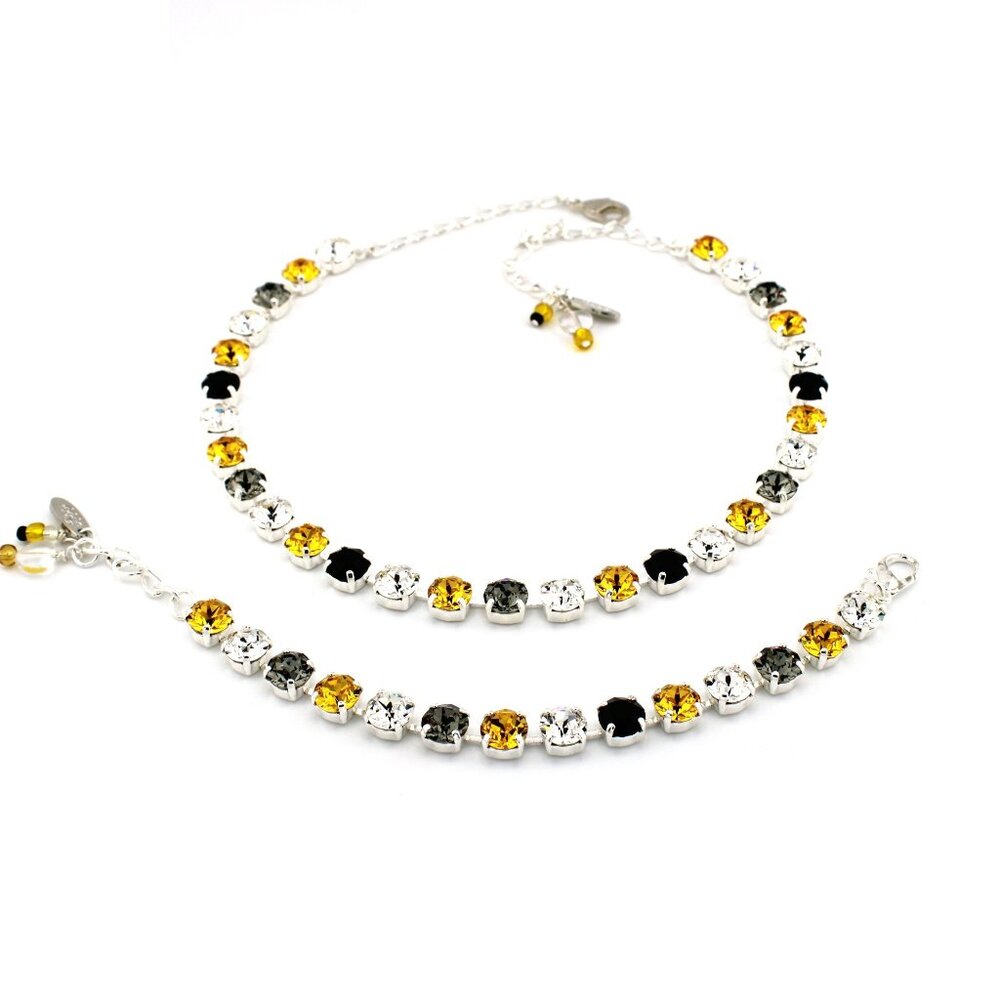 Pittsburgh Steelers Swarovski Crystal Jewelry Set, Necklace and Tennis Bracelet